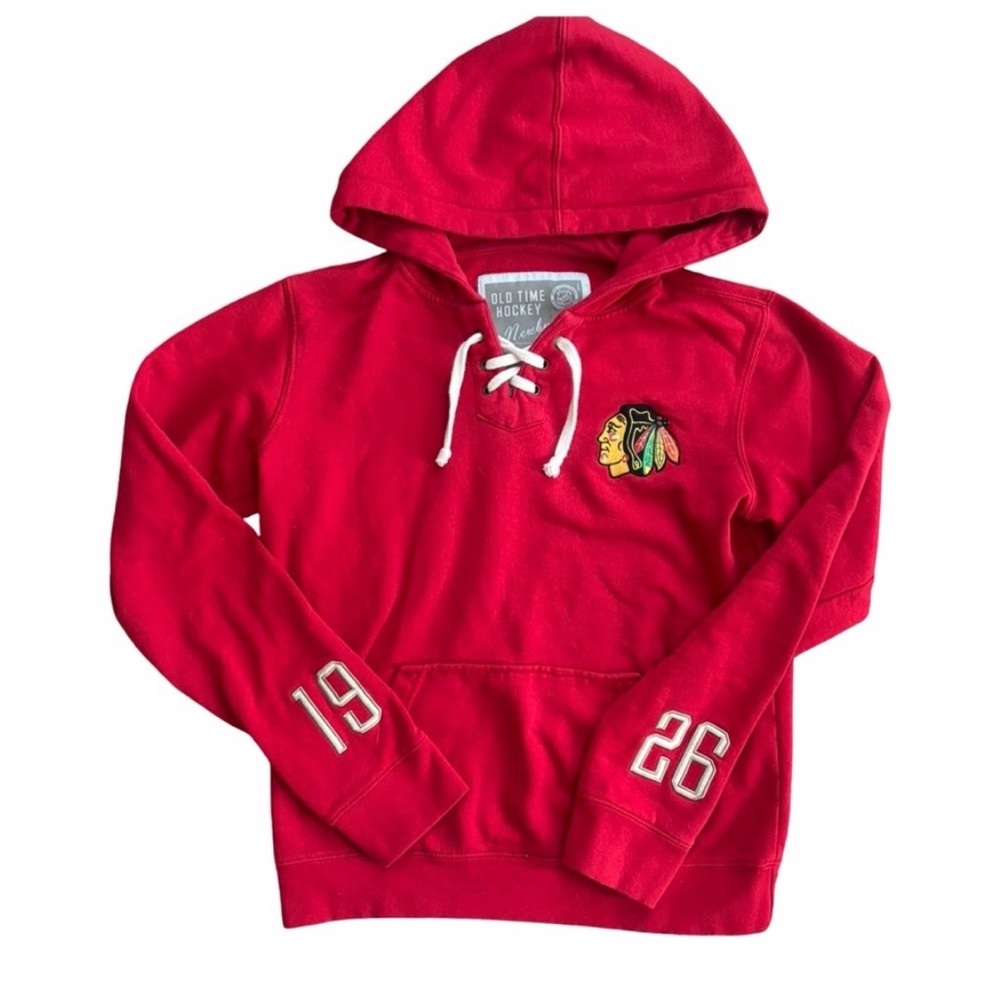 Chicago Blackhawks Old Time Hockey Hoodie Pullover Sweatshirt Women’s Medium NHL